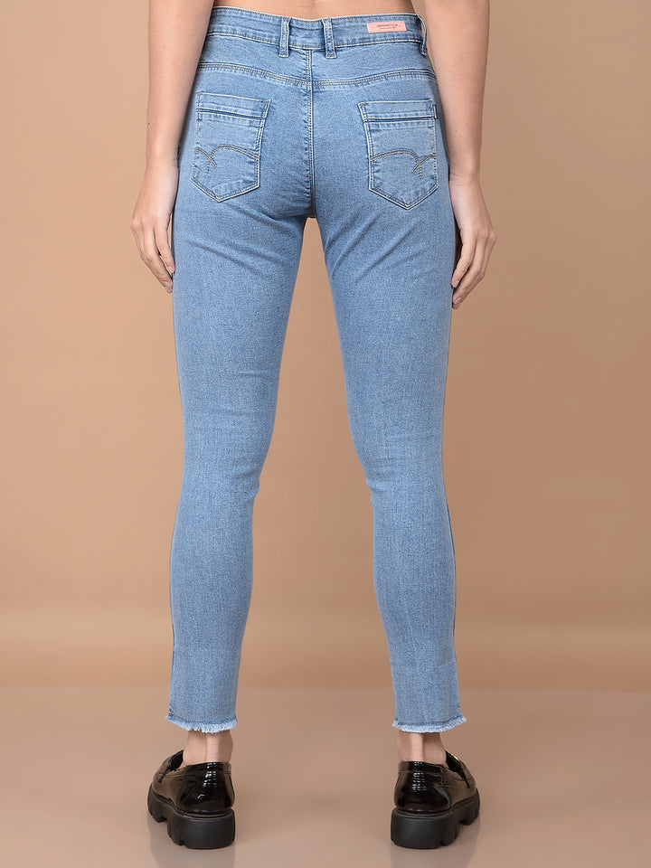 Blue Skinny Jeans-Women Jeans-Crimsoune Club