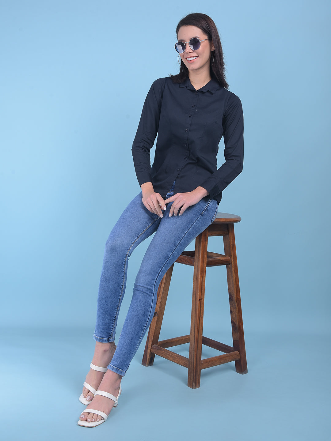 Blue Skinny Jeans-Women Jeans-Crimsoune Club