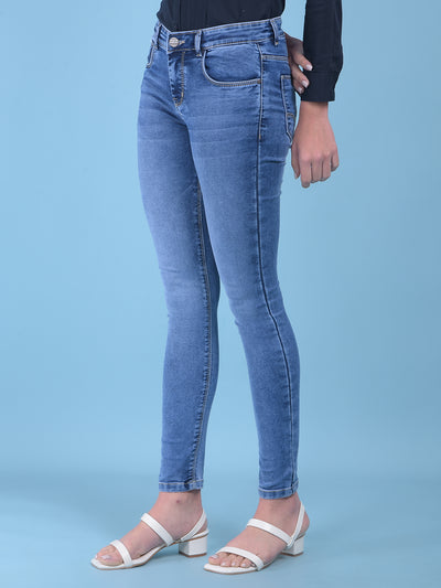 Blue Skinny Jeans-Women Jeans-Crimsoune Club