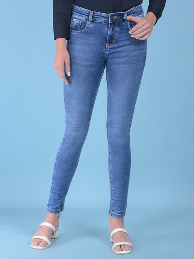 Blue Skinny Jeans-Women Jeans-Crimsoune Club