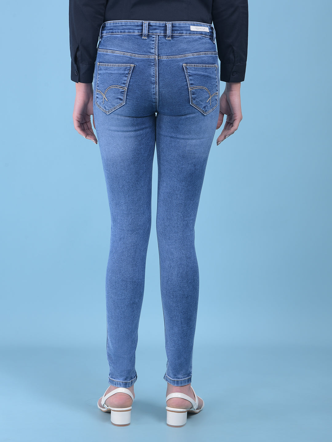 Blue Skinny Jeans-Women Jeans-Crimsoune Club