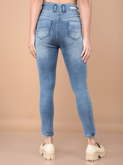Blue Skinny High-Waist Jeans-Women Jeans-Crimsoune Club