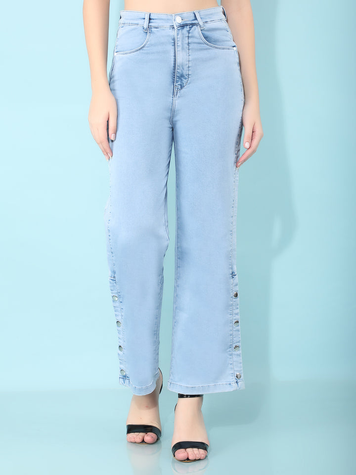 Blue Straight Jeans-Women Jeans-Crimsoune Club
