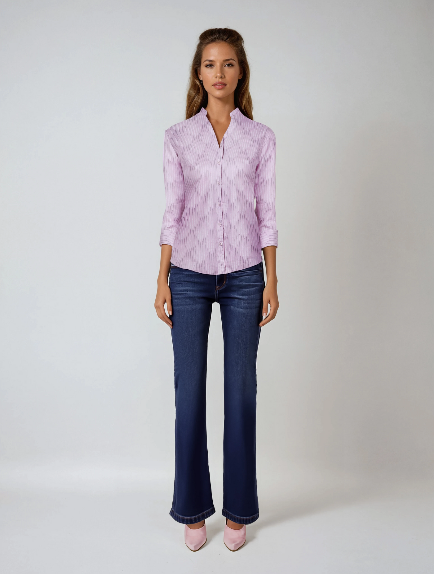 Blue Bootcut High-Waist Jeans-Women Jeans-Crimsoune Club