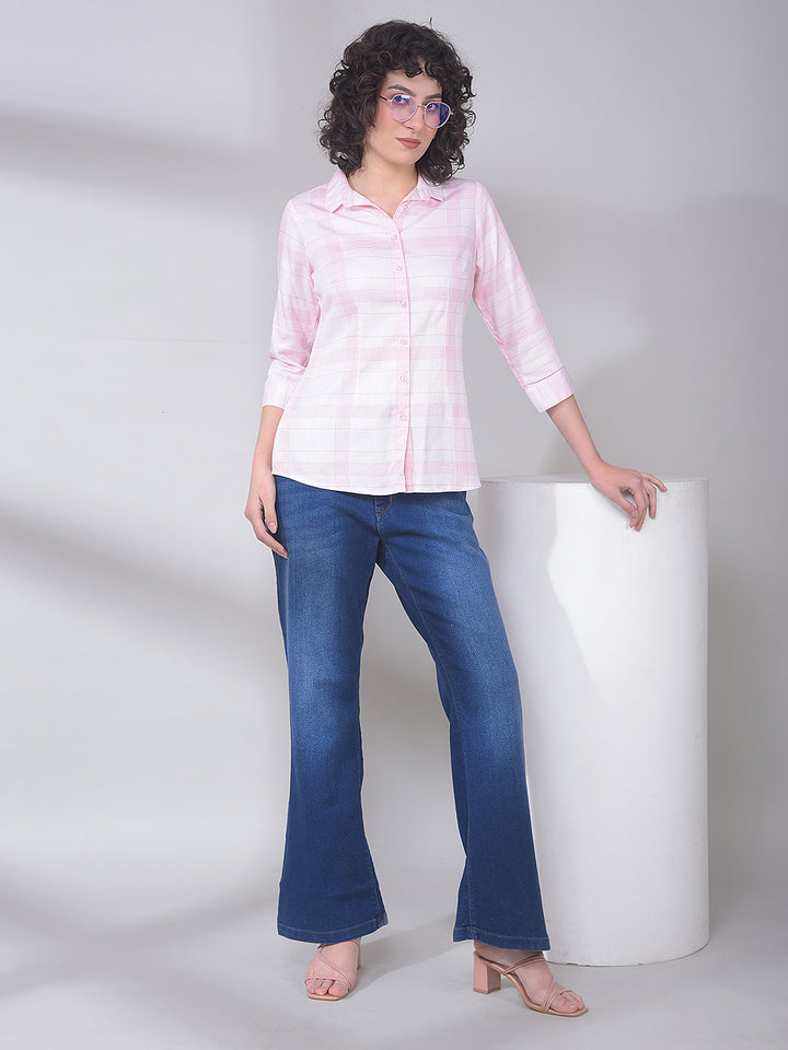 Blue Bootcut High-Waist Jeans-Women Jeans-Crimsoune Club
