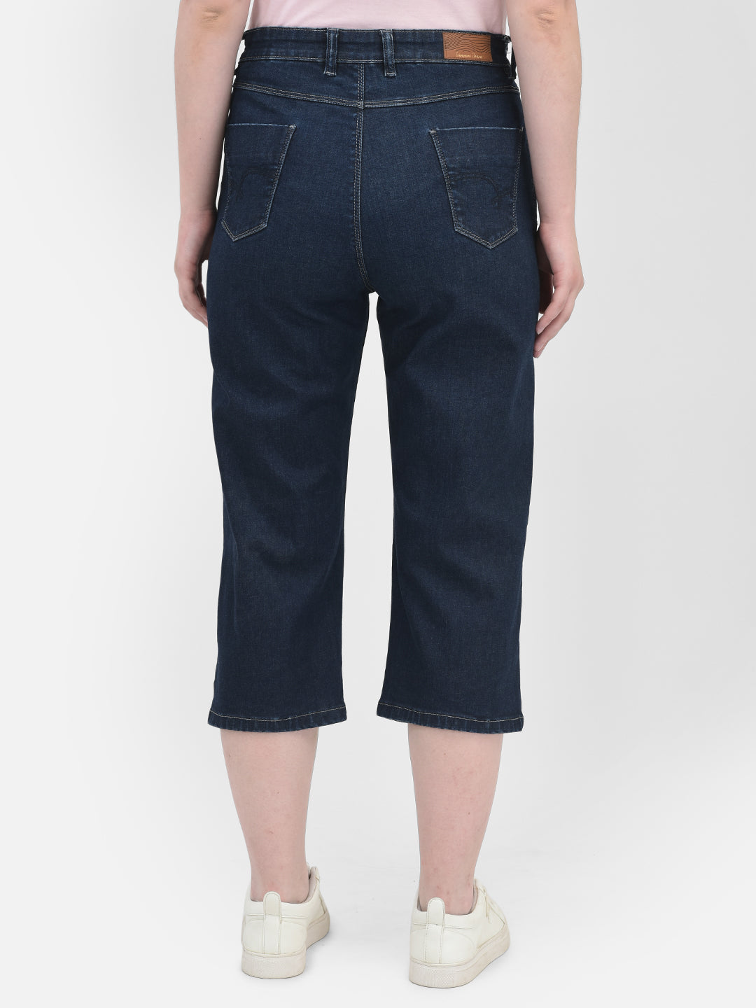 Straight Navy Blue Jeans-Women Jeans-Crimsoune Club
