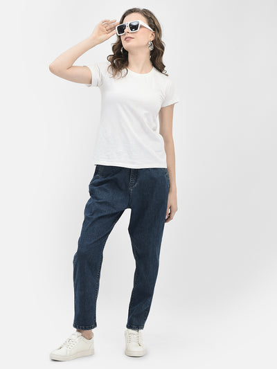 Blue High-Waist Jeans-Women Jeans-Crimsoune Club