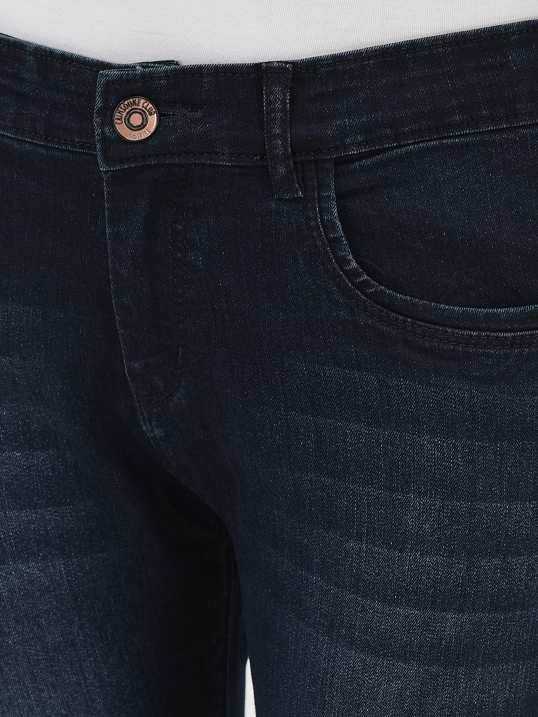 Navy Blue Skinny and Stretchable Jeans-Women Jeans-Crimsoune Club