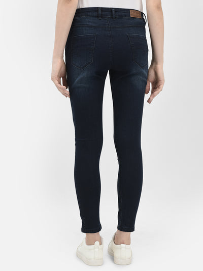 Navy Blue Skinny and Stretchable Jeans-Women Jeans-Crimsoune Club