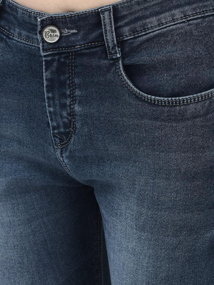 Blue Skinny Stretchable Jeans-Women Jeans-Crimsoune Club