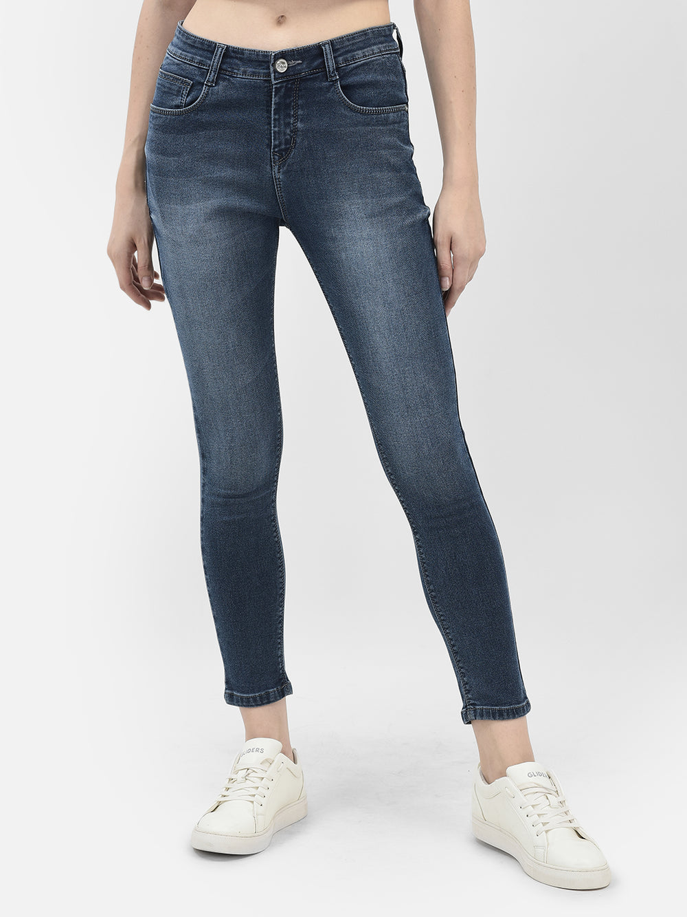 Blue Skinny Stretchable Jeans-Women Jeans-Crimsoune Club