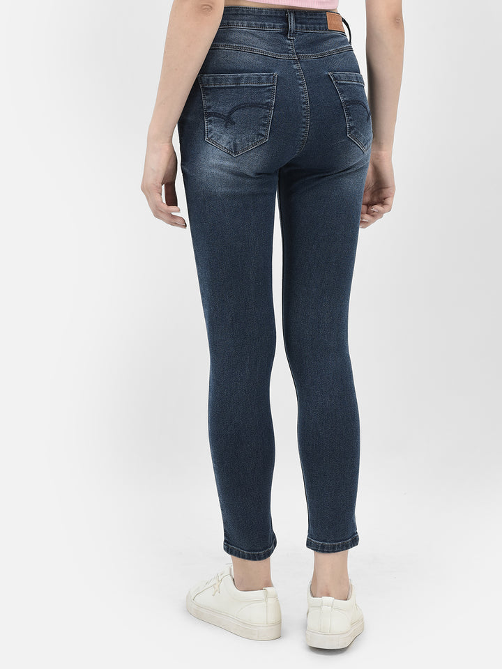 Blue Skinny Stretchable Jeans-Women Jeans-Crimsoune Club