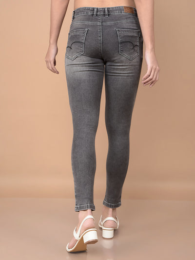 Grey Skinny Jeans-Women Jeans-Crimsoune Club