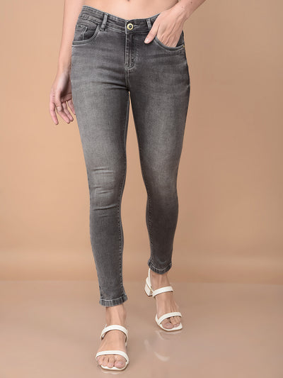 Grey Skinny Jeans-Women Jeans-Crimsoune Club