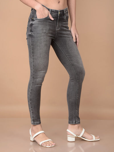 Grey Skinny Jeans-Women Jeans-Crimsoune Club