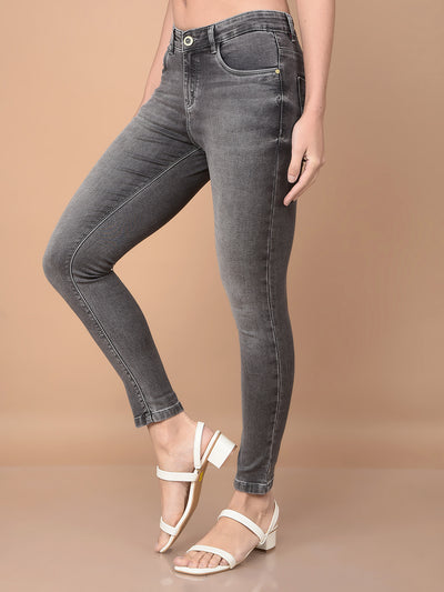 Grey Skinny Jeans-Women Jeans-Crimsoune Club