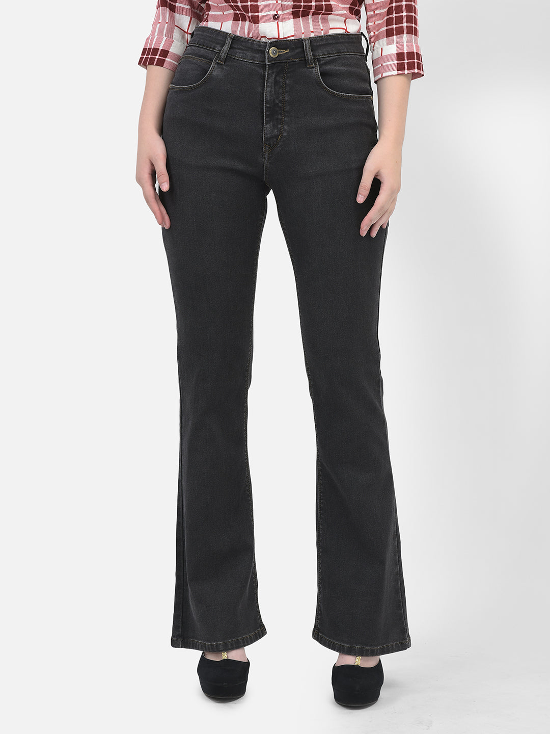 Bootcut Black Jeans-Women Jeans-Crimsoune Club