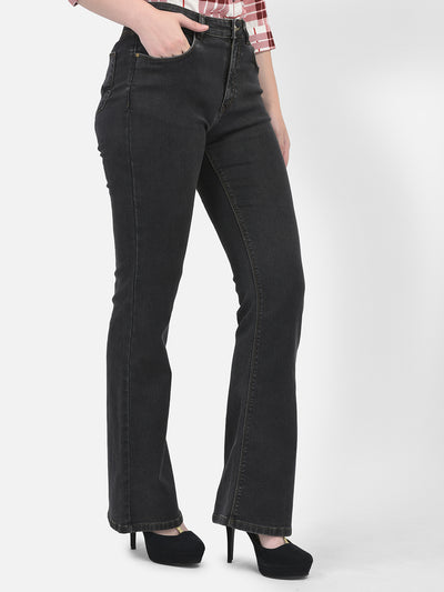 Bootcut Black Jeans-Women Jeans-Crimsoune Club