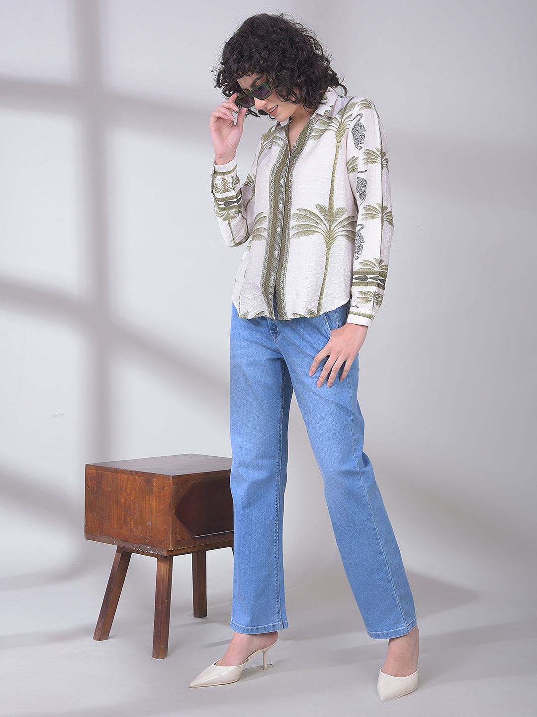 Blue Skinny High-Waist Jeans With Belt-Women Jeans-Crimsoune Club