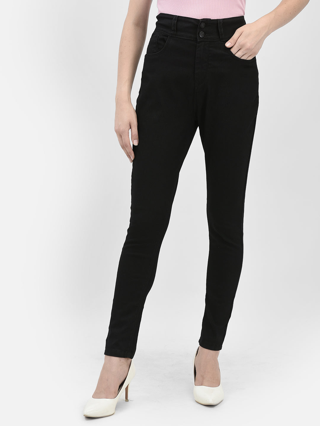 Shaping Black High-Waist Skinny Jeans-Women Jeans-Crimsoune Club