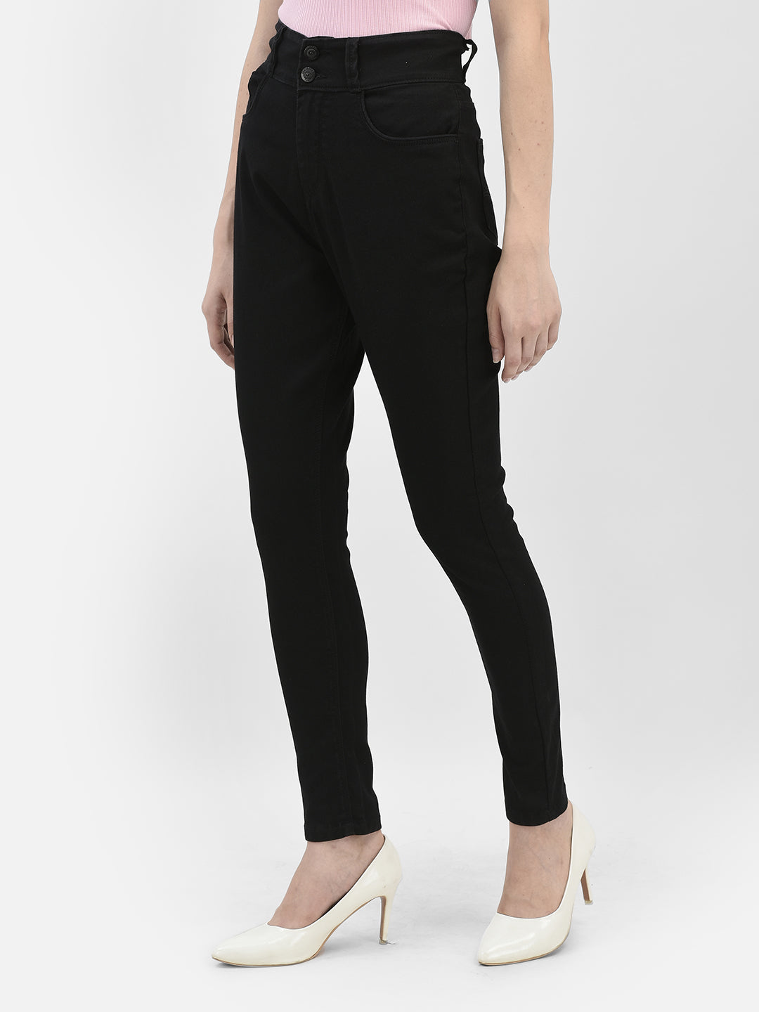 Shaping Black High-Waist Skinny Jeans-Women Jeans-Crimsoune Club