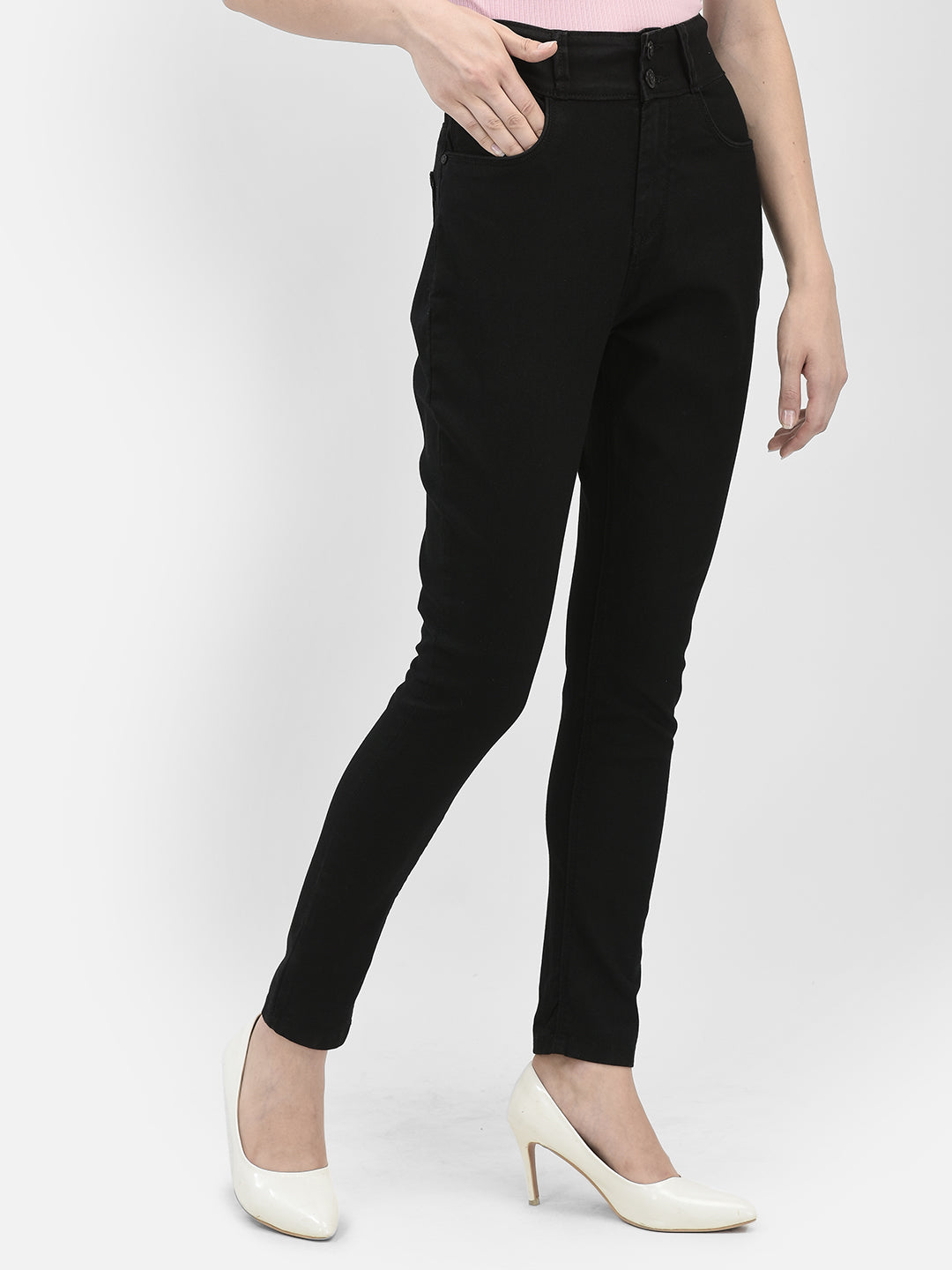 Shaping Black High-Waist Skinny Jeans-Women Jeans-Crimsoune Club