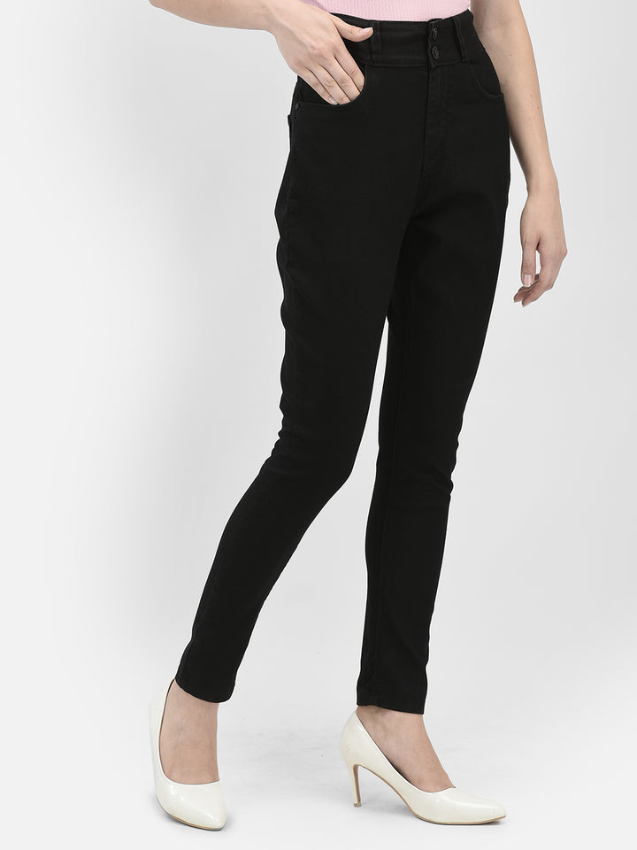 Shaping Black High-Waist Skinny Jeans-Women Jeans-Crimsoune Club