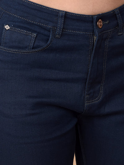 Navy Blue High-Waist Jeans-Women Jeans-Crimsoune Club