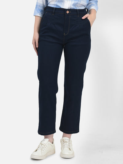 Mom Fit Navy Blue Jeans-Women Jeans-Crimsoune Club