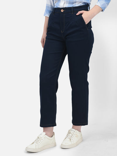 Mom Fit Navy Blue Jeans-Women Jeans-Crimsoune Club