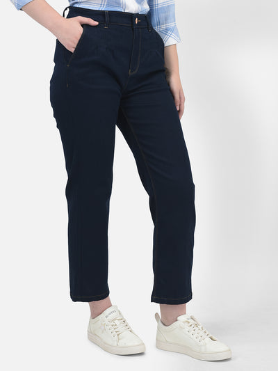 Mom Fit Navy Blue Jeans-Women Jeans-Crimsoune Club