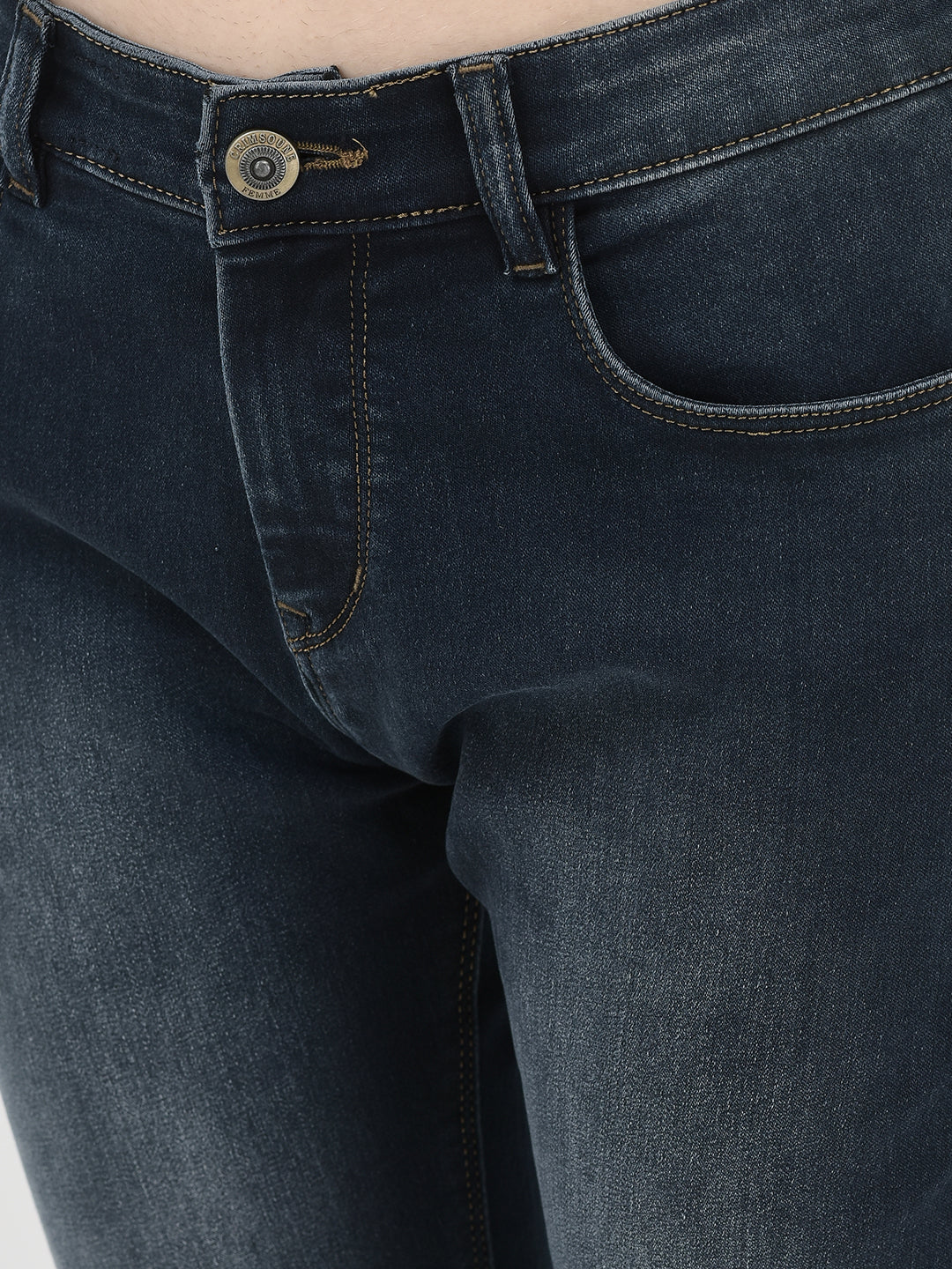 Navy Blue Skinny Stretchable Jeans-Women Jeans-Crimsoune Club
