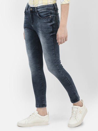 Blue Skinny Stretchable Jeans-Women Jeans-Crimsoune Club