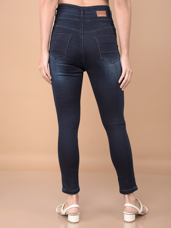 Skinny High Waist Navy Blue Jeans-Women Jeans-Crimsoune Club