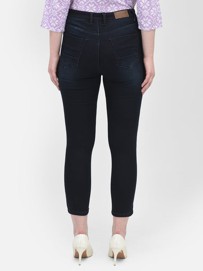Skinny High Waist Navy Blue Jeans-Women Jeans-Crimsoune Club