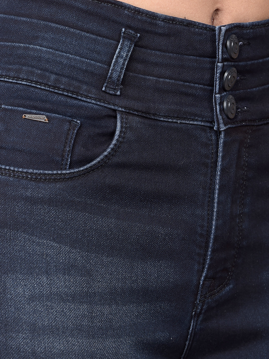 Skinny High Waist Navy Blue Jeans-Women Jeans-Crimsoune Club
