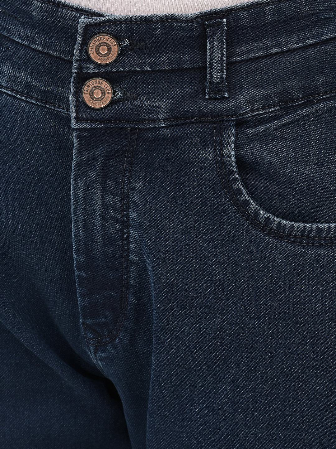 Flattering Blue High-Waist Bootcut Denim Jeans-Women Jeans-Crimsoune Club