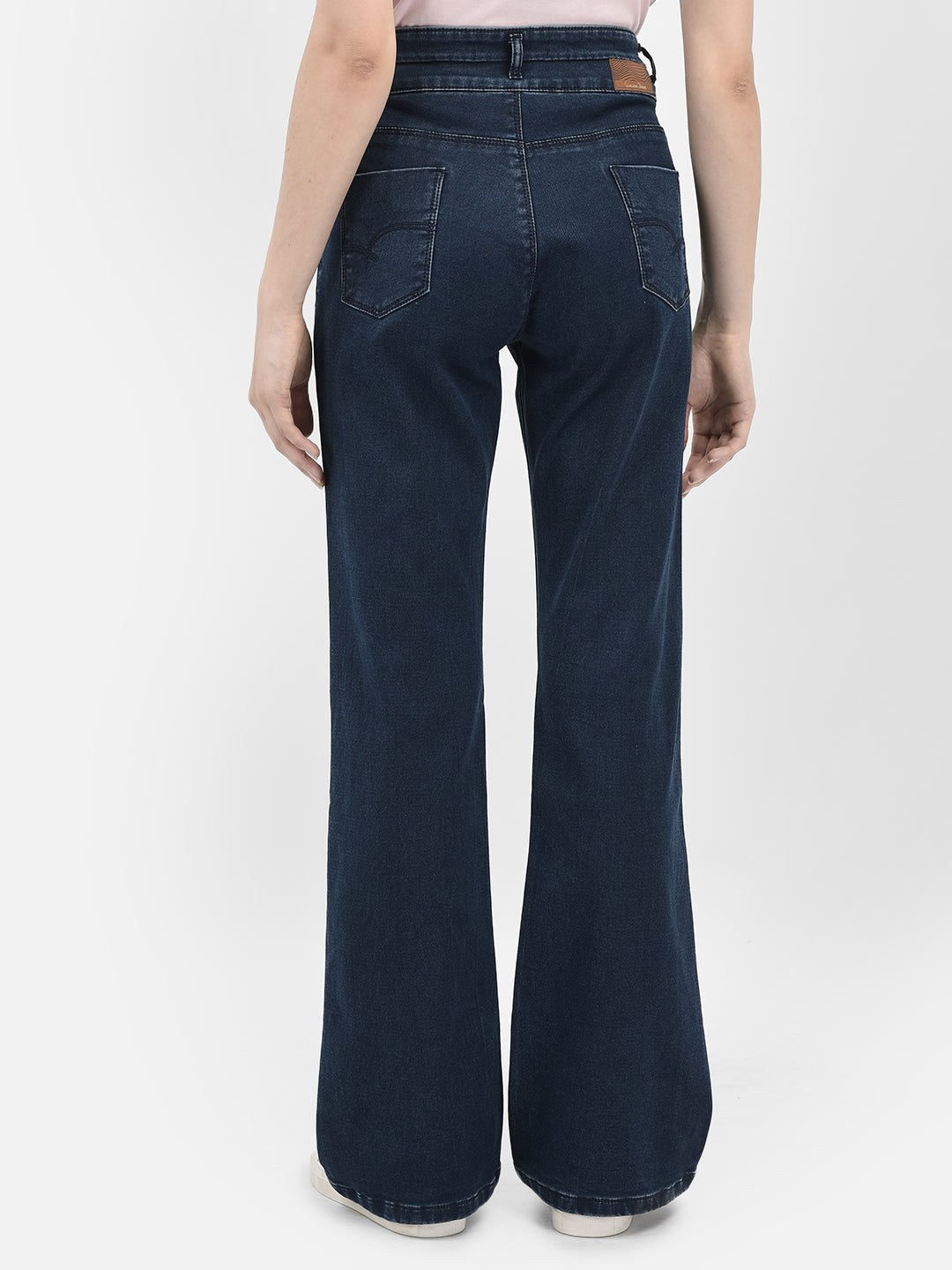 Flattering Blue High-Waist Bootcut Denim Jeans-Women Jeans-Crimsoune Club