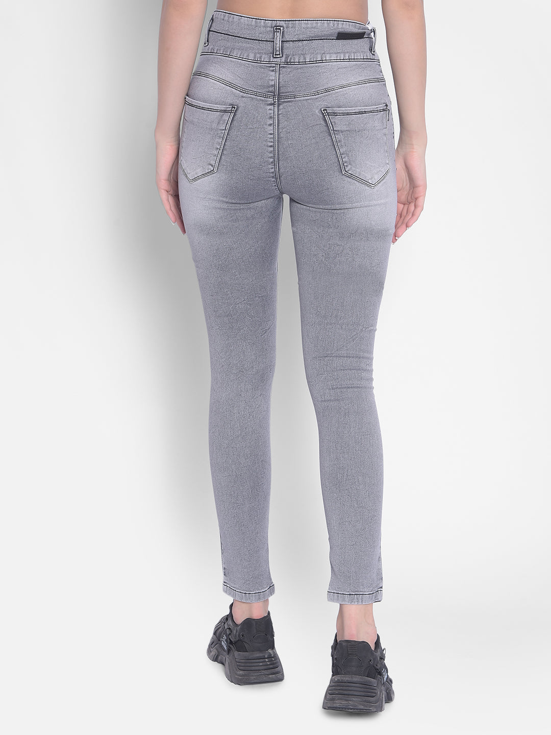 Grey High-Rise Jeans-Women Jeans-Crimsoune Club