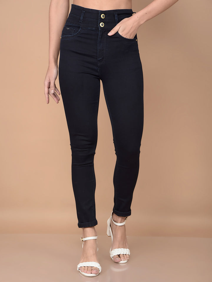 Skinny Navy Blue Jeans-Women Jeans-Crimsoune Club