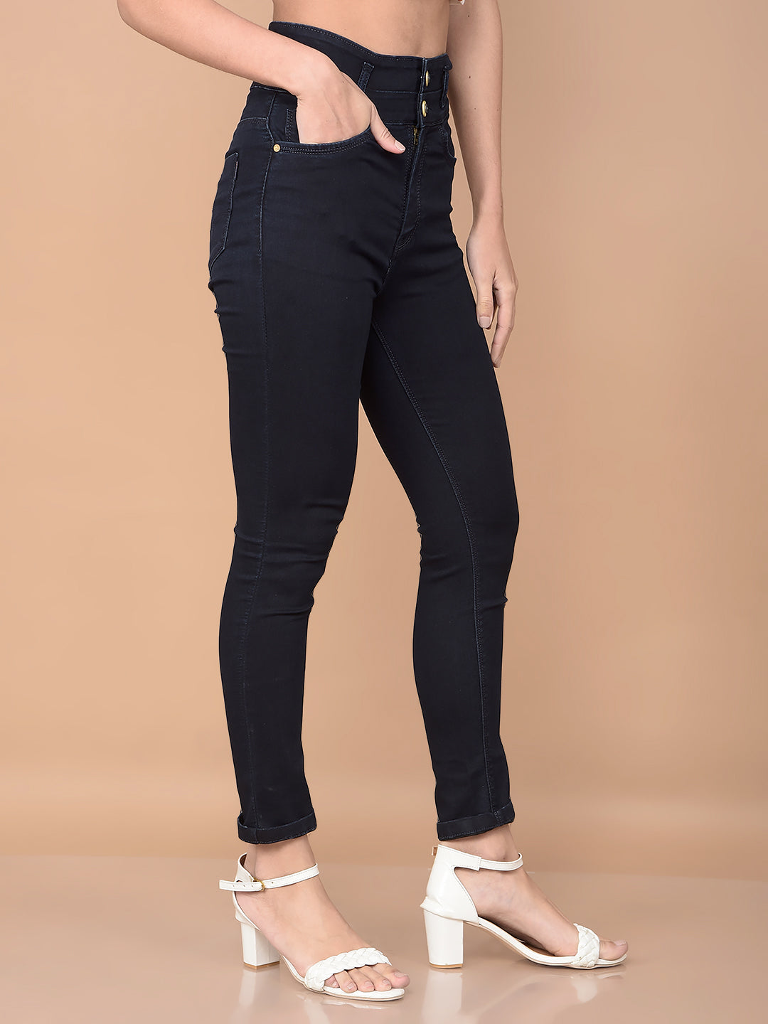 Skinny Navy Blue Jeans-Women Jeans-Crimsoune Club