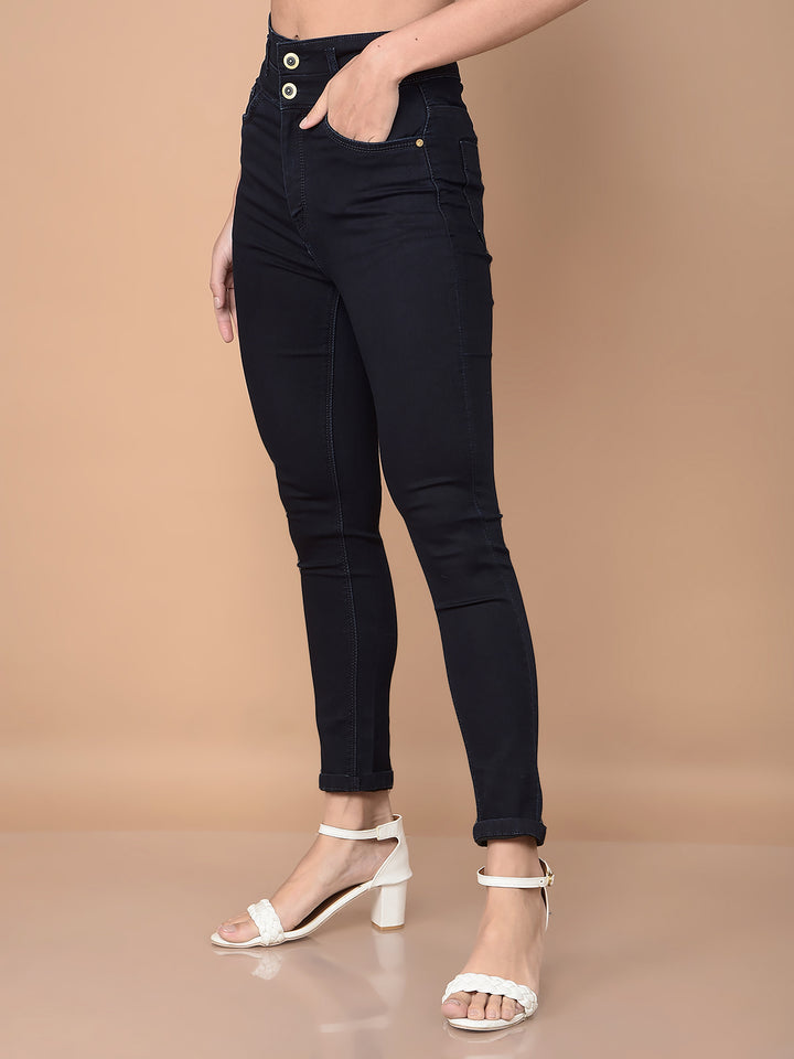 Skinny Navy Blue Jeans-Women Jeans-Crimsoune Club