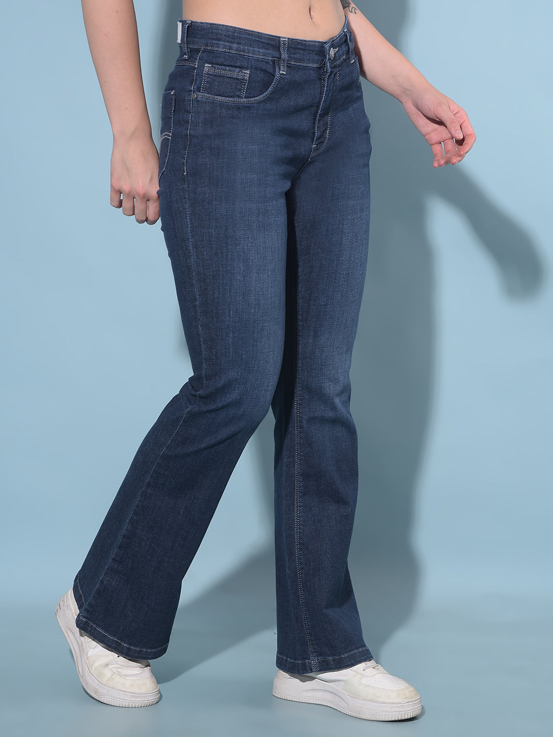 Blue Bootcut Jeans-Women Jeans-Crimsoune Club