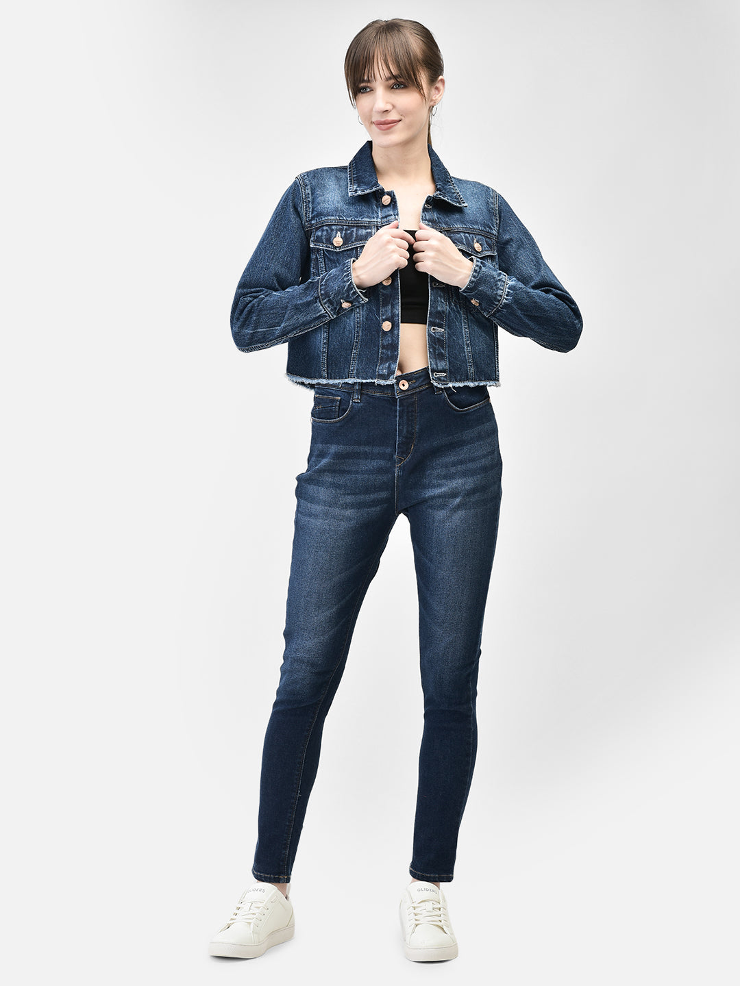 Dark Blue High Waist Jeans-Women Jeans-Crimsoune Club