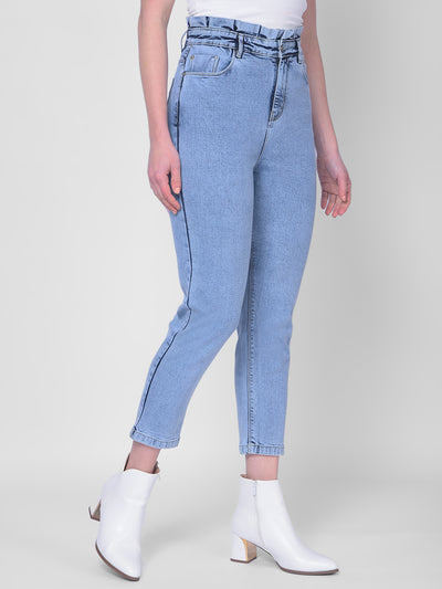 Light Blue Mom Fit Jeans-Women Jeans-Crimsoune Club