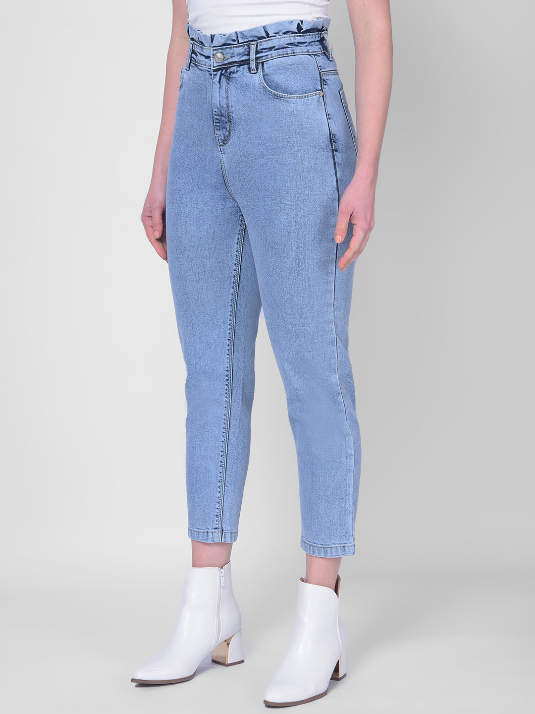 Light Blue Mom Fit Jeans-Women Jeans-Crimsoune Club