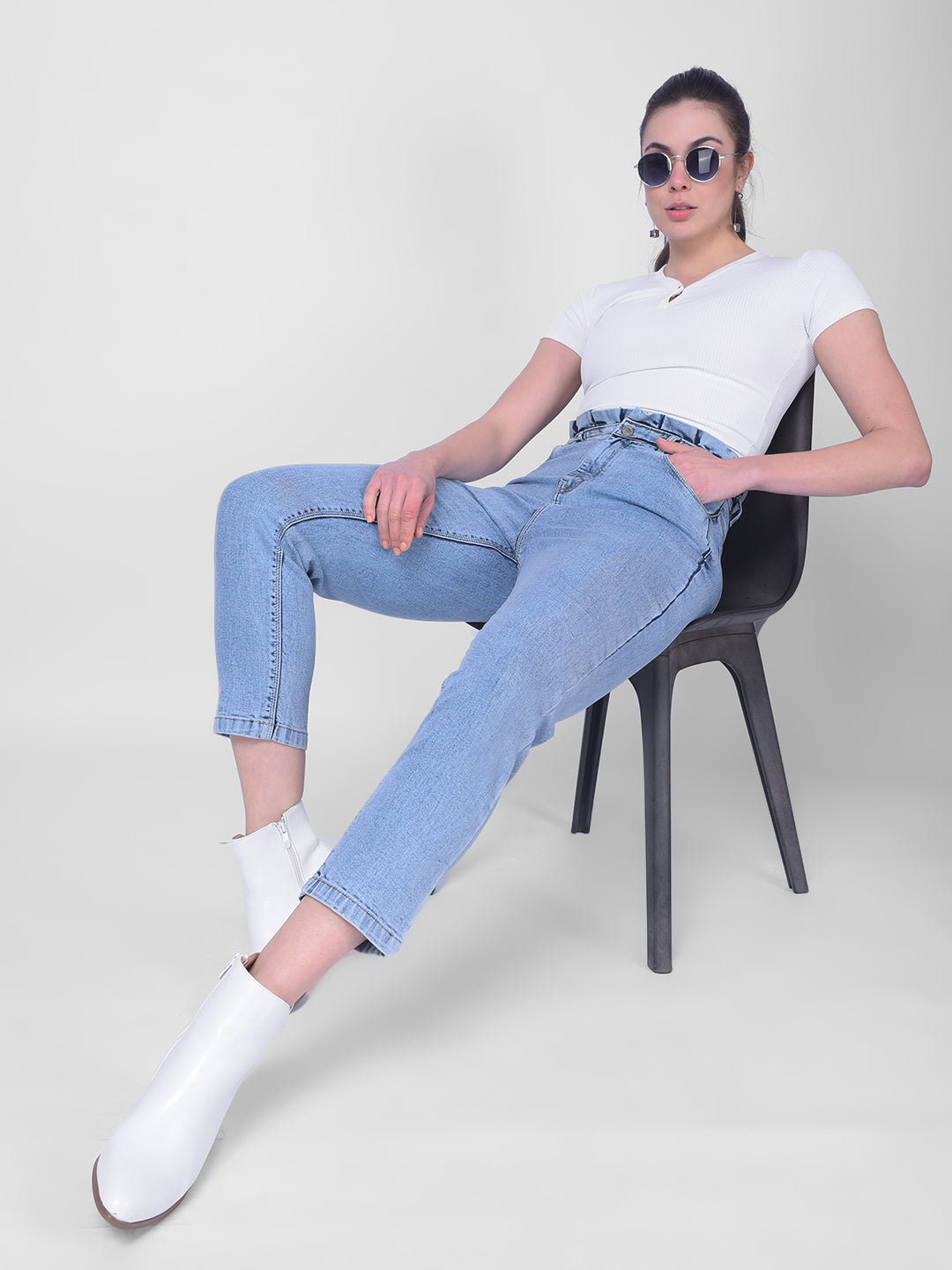 Light Blue Mom Fit Jeans-Women Jeans-Crimsoune Club