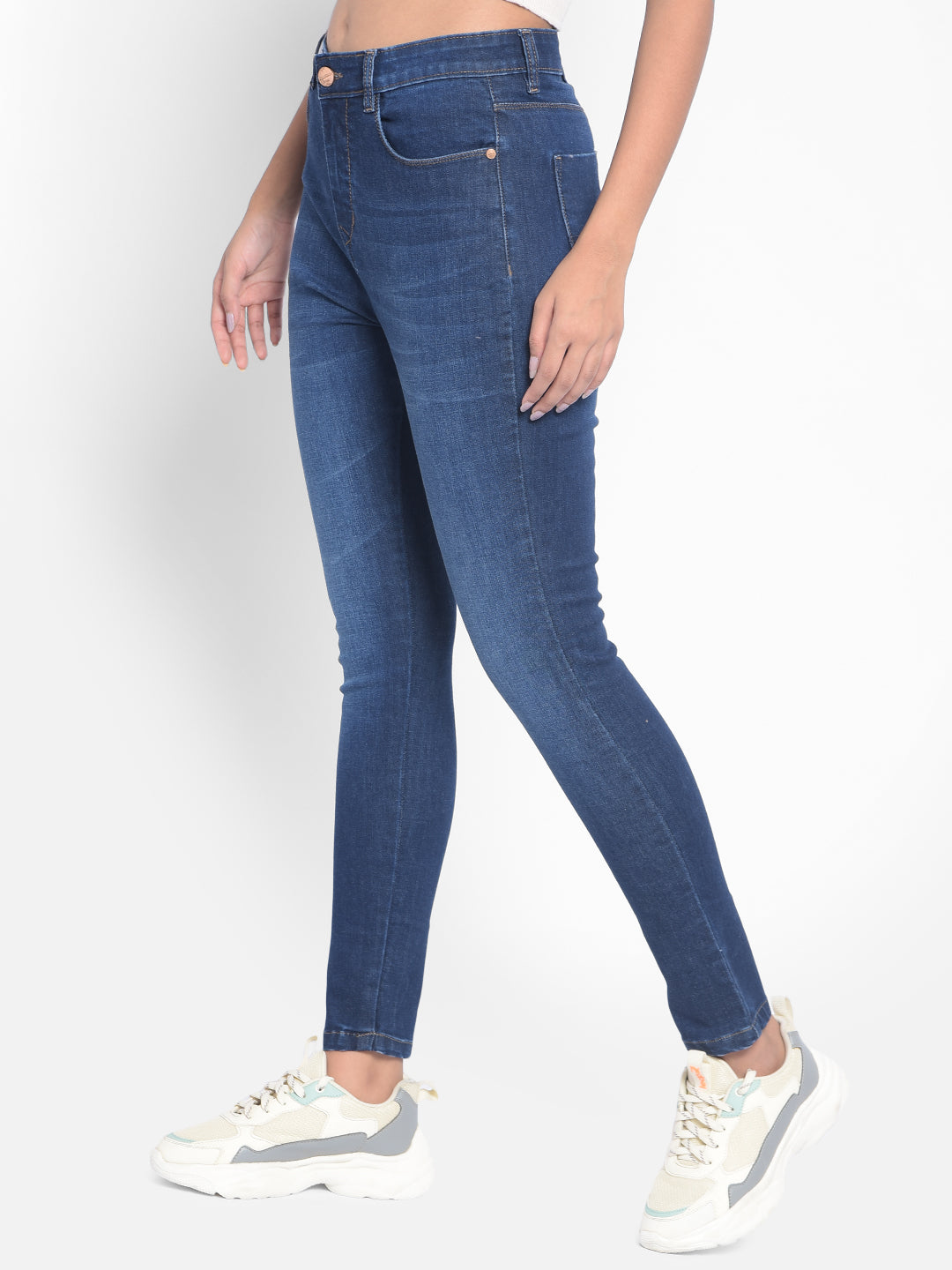Blue High-Rise Jeans-Women Jeans-Crimsoune Club