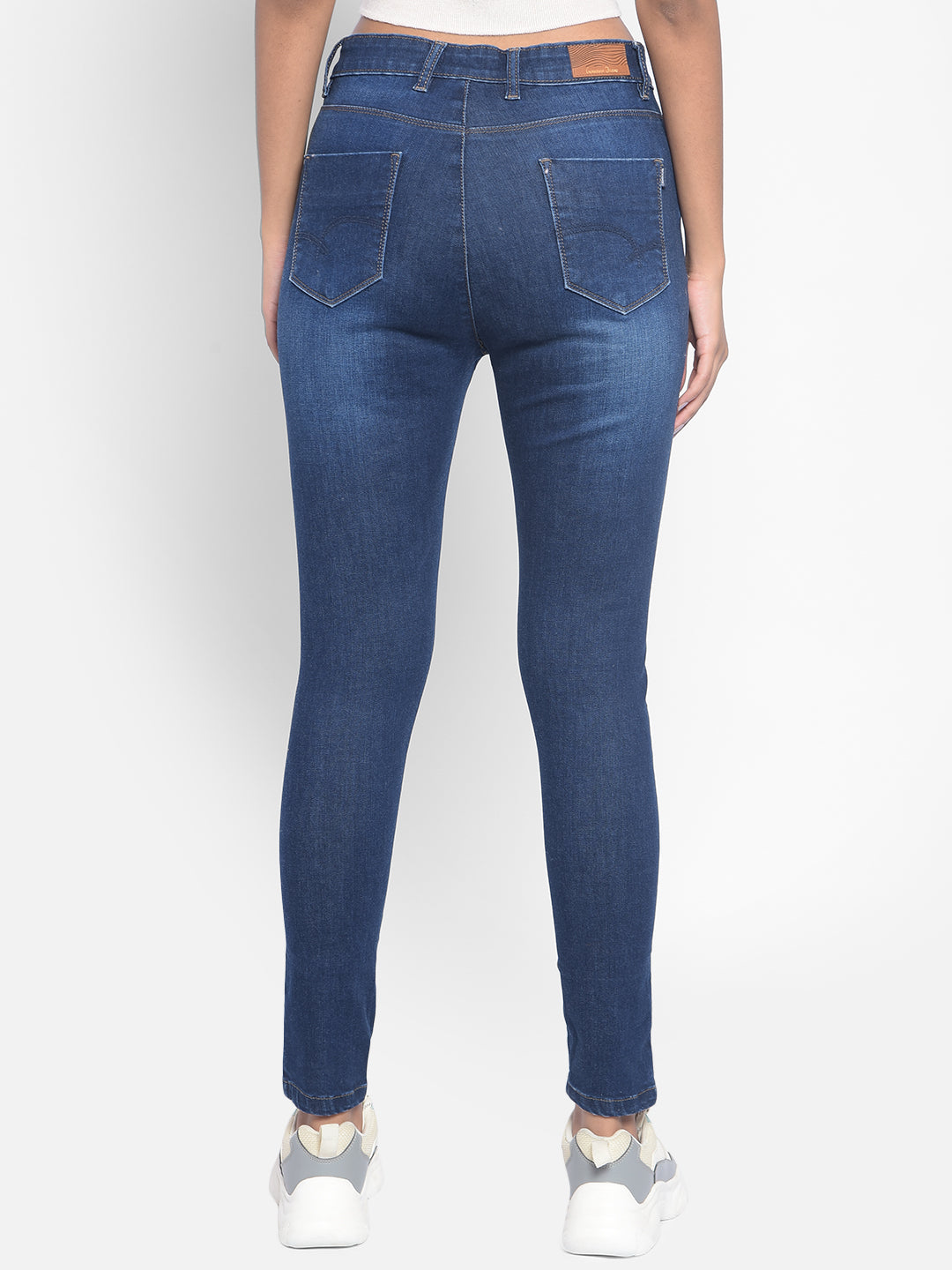 Blue High-Rise Jeans-Women Jeans-Crimsoune Club
