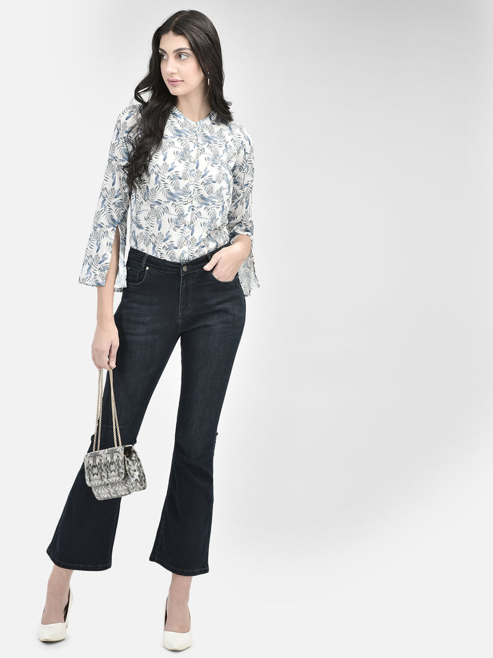 Navy Blue Bootcut Jeans-Women Jeans-Crimsoune Club